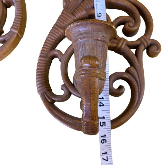 1970s Bohemian Syroco Sconces Vintage Home Interiors Pair of Wall Sconces - Picture 6 of 6